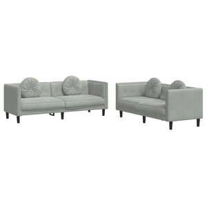vidaXL Ensemble de canapés 2 Pièces avec coussins gris clair velours