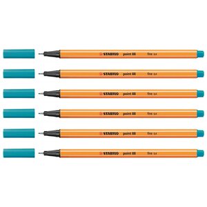 Stylo-Feutre POINT 88 Pointe Fine 0 4 mm bleu clair x 6 STABILO