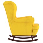 vidaXL Chaise à bascule avec pieds en bois et tabouret Jaune Velours