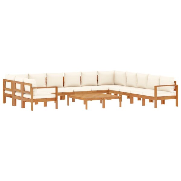 vidaXL Salon de jardin avec coussins 9 Pièces bois massif d'acacia