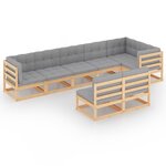 vidaXL Salon de jardin 8 Pièces avec coussins Bois de pin massif