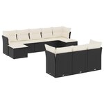 vidaXL Salon de jardin 10 Pièces avec coussins noir résine tressée
