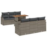 Ensemble de Canapé de Jardin de 7 Pièces avec Coussins en Rattan Gris