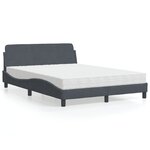 vidaXL Lit avec matelas gris foncé 140x200 cm velours