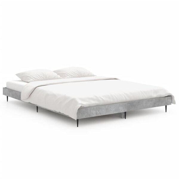 vidaXL Cadre de lit gris béton 135x190 cm bois d'ingénierie