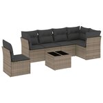 vidaXL Salon de jardin avec coussins 7 Pièces gris résine tressée