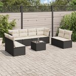 vidaXL Salon de jardin 9 Pièces avec coussins noir résine tressée