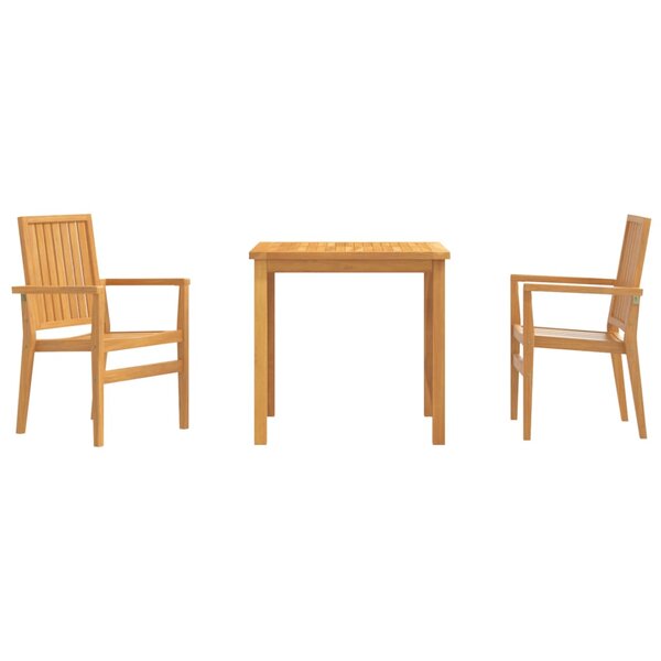 vidaXL Ensemble à manger de jardin 3 Pièces Bois de teck massif