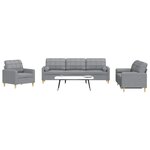vidaXL Ensemble de canapés 3 Pièces coussins décoratifs gris clair tissu