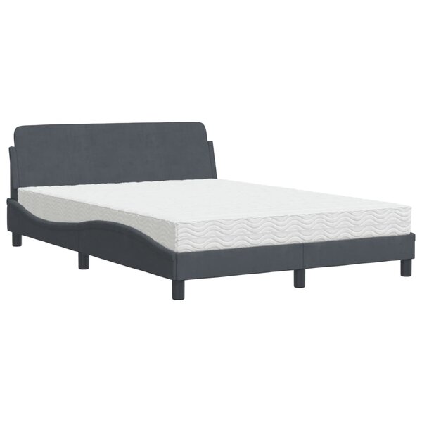 vidaXL Lit avec matelas gris foncé 140x200 cm velours