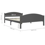 vidaXL Cadre de lit Gris foncé Bois de pin massif 160x200 cm