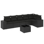 vidaXL Salon de jardin 7 Pièces avec coussins noir résine tressée