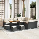 vidaXL Ensemble de Canapé de Jardin de 13 pièces avec Coussins Noir Poly Rattan Acacia