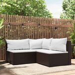 vidaXL Salon de jardin 3 Pièces avec coussins marron résine tressée