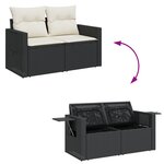 Ensemble de Canapés de Jardin 9 Pièces avec Coussins Noir Poly Rattan Acacia