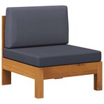 vidaXL Canapé central avec coussins gris foncé Bois d'acacia solide