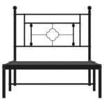 vidaXL Cadre de lit métal avec tête de lit noir 90x200 cm