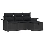 vidaXL Ensemble de canapé de jardin 4 pièces avec coussins noir en poly rotin