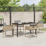 Ensemble de Salle à Manger de Jardin vidaXL 5 Pièces avec Coussins en Rotin Beige