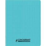 Cahier piqûre 32 pages  double ligne 3 mm 90 g  couverture polypropylène bleu CONQUERANT