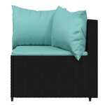 vidaXL Canapés d'angle de jardin et coussins 2Pièces Noir Résine tressée