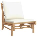 vidaXL Salon de jardin 5 Pièces avec coussins blanc crème bambou