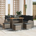 Ensemble de canapé jardin 9 pièces avec coussins en poly rotin gris vidaXL