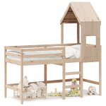 vidaXL Lit superposé et échelle et toit 90x190 cm bois de pin massif