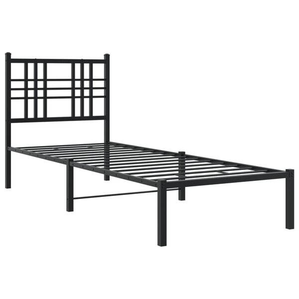 vidaXL Cadre de lit métal avec tête de lit noir 80x200 cm