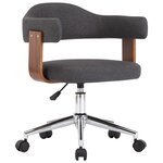 Chaise fauteuil siège pivotante de bureau informatique étude bois courbé et tissu gris 02_0024106