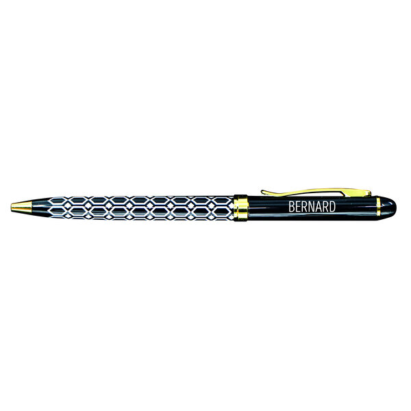 Stylo fin en métal laqué noir - Bernard