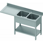 Plonge inox avec double cuve - profondeur 800 - passage lave vaisselle - stalgast -  - inox1700x800 400x800x900mm