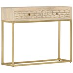 vidaXL Table console Doré 90 x 30 x 75 cm Bois de manguier massif