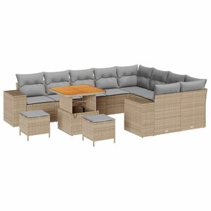 vidaXL Ensemble de canapé de jardin 12 Pièces Beige et Gris clair