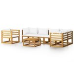 vidaXL Salon de jardin 7 Pièces avec coussin Crème Bois d'acacia solide