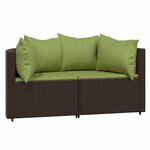vidaXL Canapés d'angle de jardin et coussins2Pièces marron résine tressée