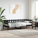 vidaXL Lit de jour Noir 90x190 cm Bois de pin massif