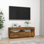 vidaXL Meuble TV avec lumières LED chêne fumé 100x35x40 cm