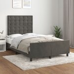 vidaXL Cadre de lit avec tête de lit Gris foncé 120x200 cm Velours