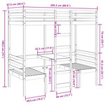 vidaXL Lit mezzanine avec bureau et chaises brun cire 90x200 cm pin