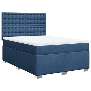 vidaXL Sommier à lattes de lit avec matelas Bleu 160x200 cm Tissu