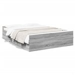 vidaXL Cadre de lit et tiroirs sonoma gris 140x190 cm bois ingénierie