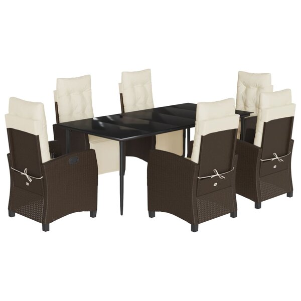 vidaXL Ensemble à manger de jardin et coussins 7 Pièces marron rotin
