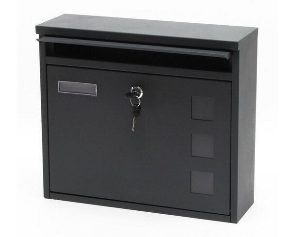Boîte aux lettres murale  Verrouillable  Couleur anthracite  Acier galvanisé  360 x 115 x 320 mm