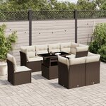 vidaXL Salon de jardin avec coussins 9 Pièces marron résine tressée