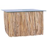 vidaXL Table basse avec dessus en verre 66x66x40cm Bois de teck massif