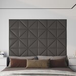 vidaXL Panneaux muraux 12 Pièces Gris 30x30 cm Similicuir 0 54 m²