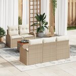vidaXL Ensemble de Canapés de Jardin de 6 pièces avec Coussins en Beige Poly Rattan Acacia