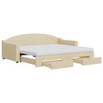 vidaXL Lit de jour avec gigogne et tiroirs crème 90x200 cm tissu
