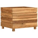 vidaXL Lit surélevé 50x40x38 cm bois de teck recyclé et acier